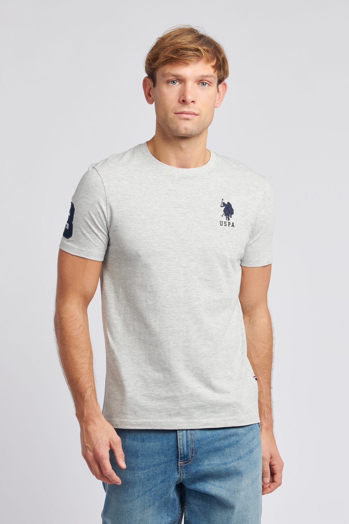 U.S. Polo Assn. Mens Player 3 T-Shirt in Mid Grey Marl