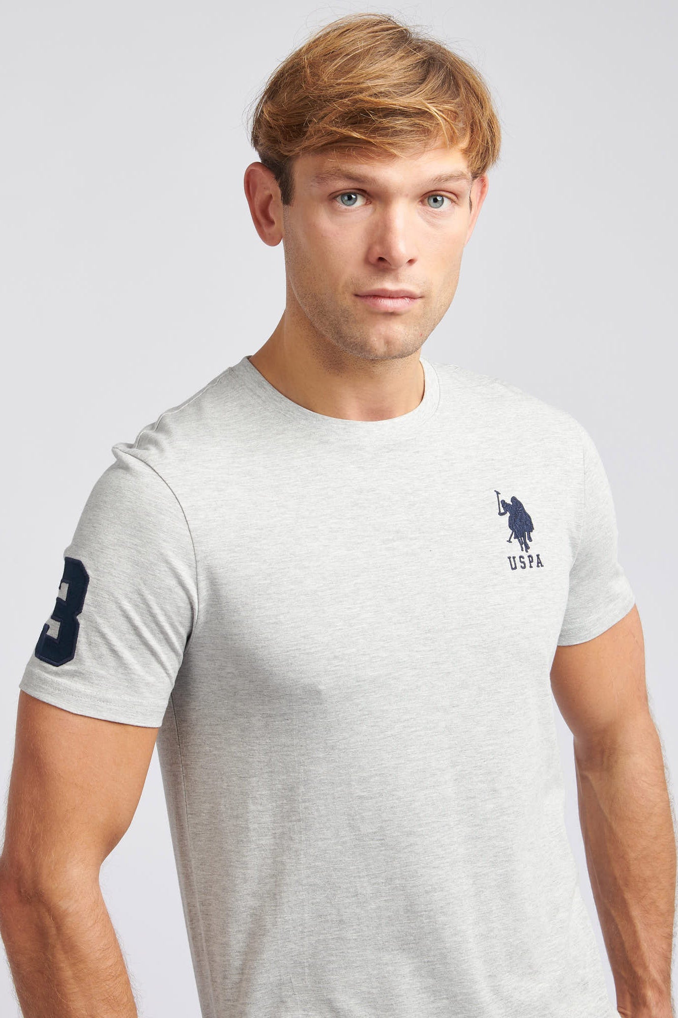 Mens Player 3 T-Shirt in Mid Grey Marl