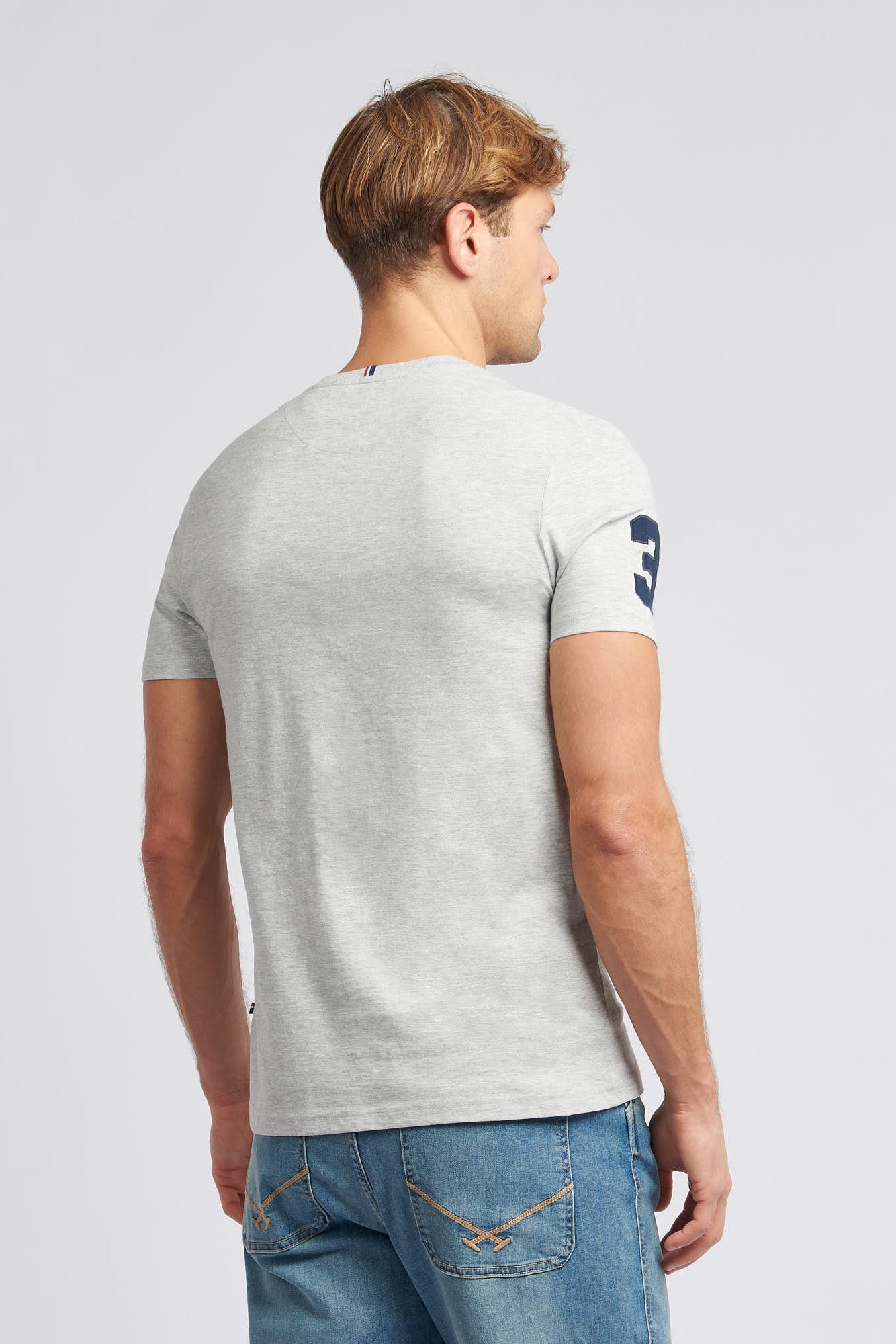 Mens Player 3 T-Shirt in Mid Grey Marl