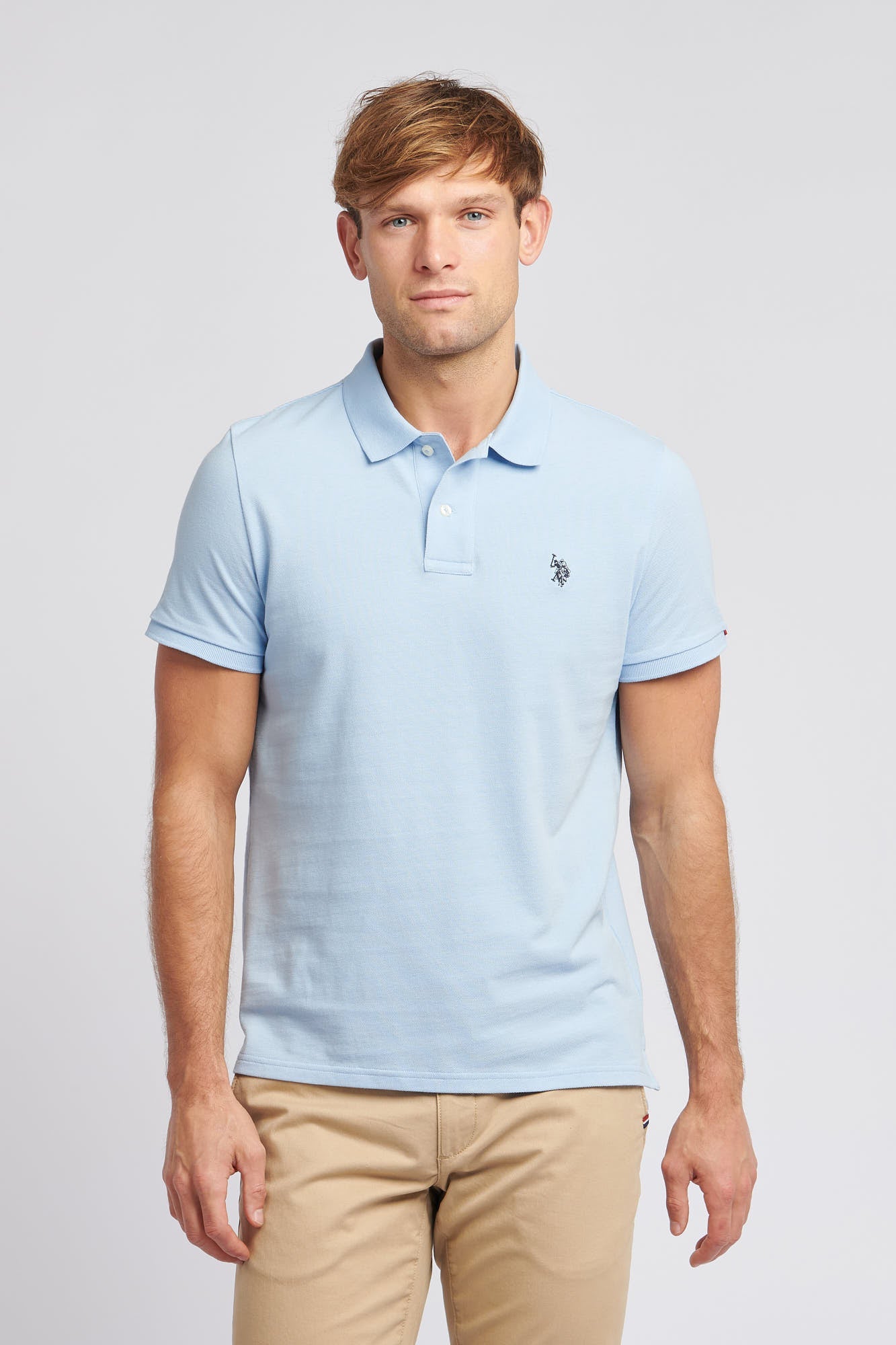 U.S. Polo Assn. Mens Pique Polo Shirt in Chambray Blue