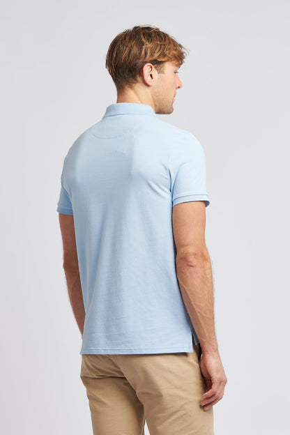 Mens Pique Polo Shirt in Chambray Blue