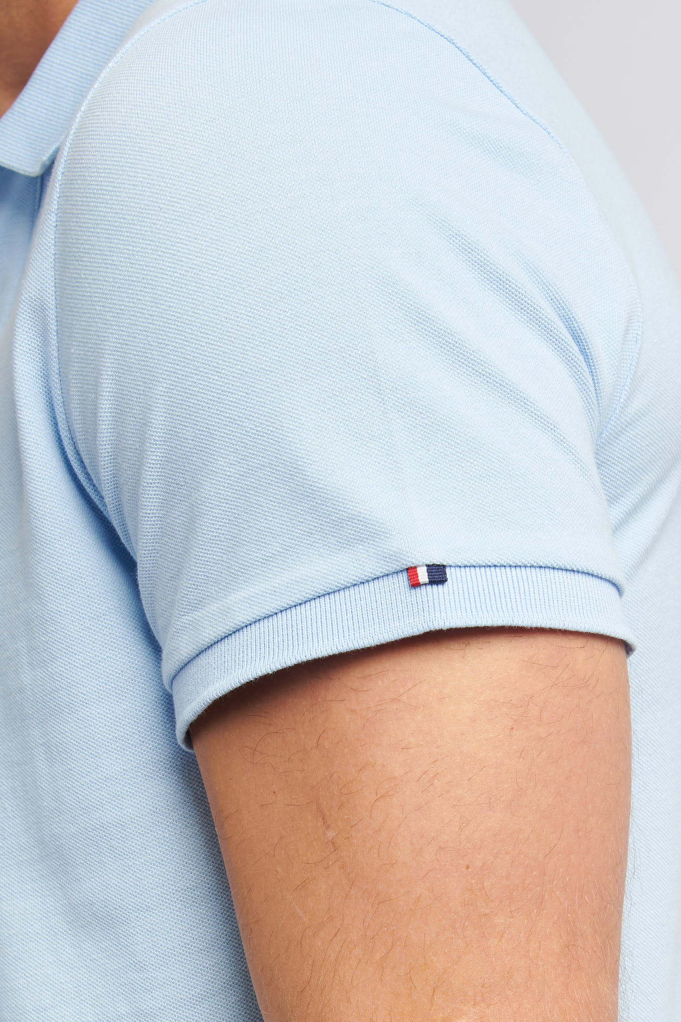 Mens Pique Polo Shirt in Chambray Blue