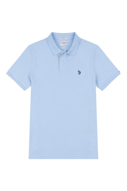 Mens Pique Polo Shirt in Chambray Blue