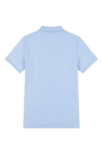 Mens Pique Polo Shirt in Chambray Blue