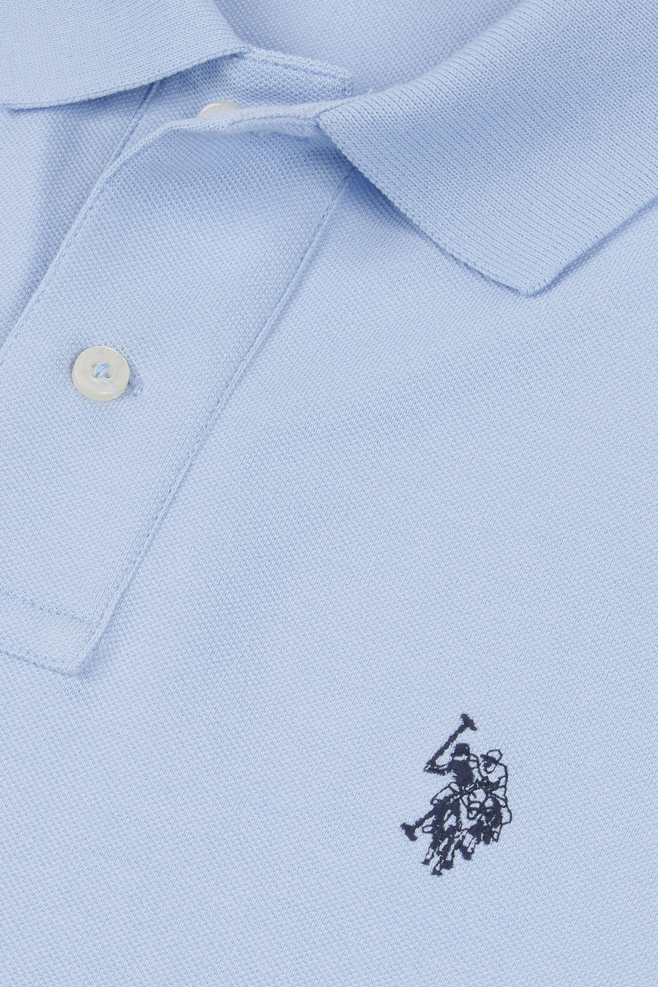 Mens Pique Polo Shirt in Chambray Blue