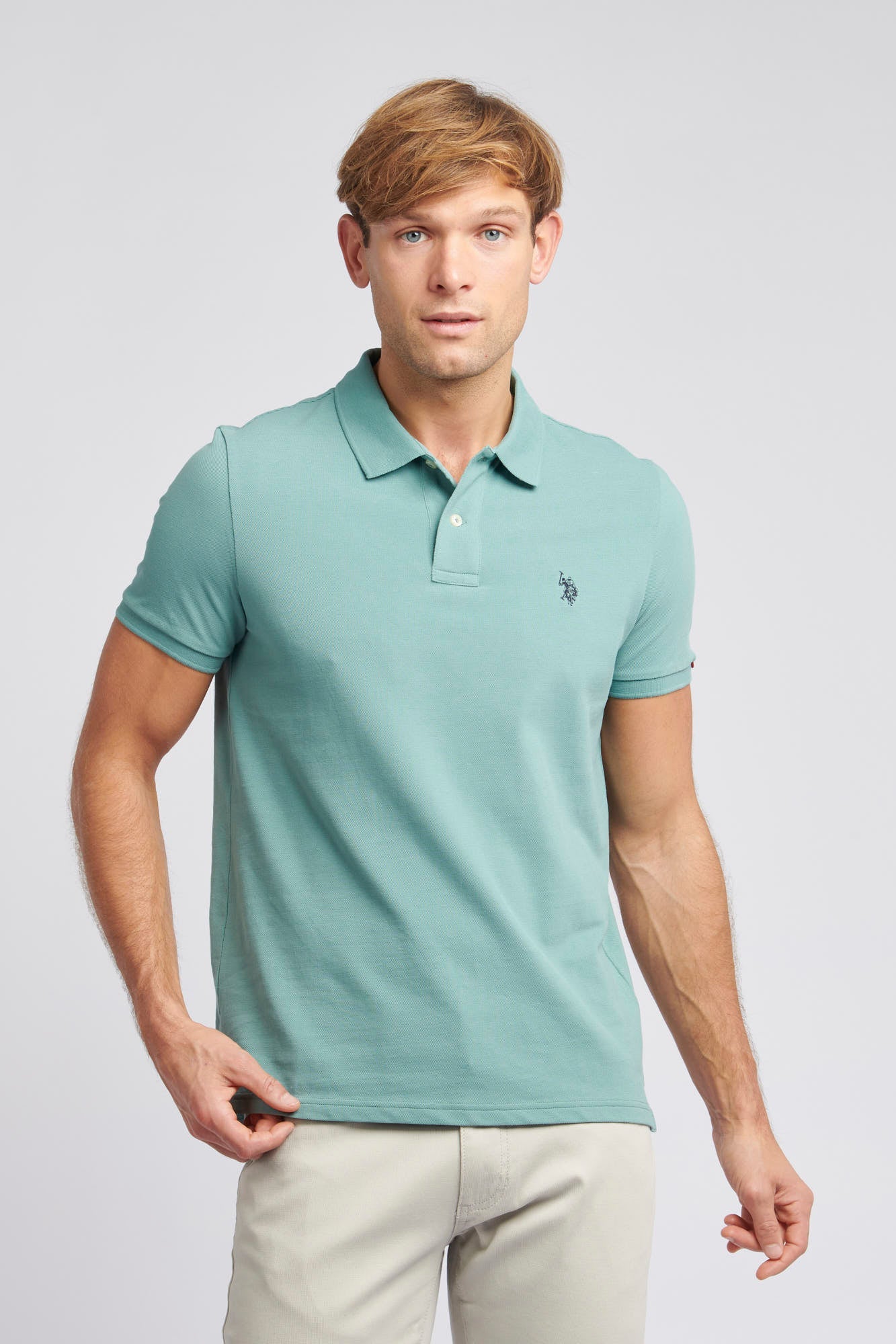 U.S. Polo Assn. Mens Pique Polo Shirt in Mineral Blue