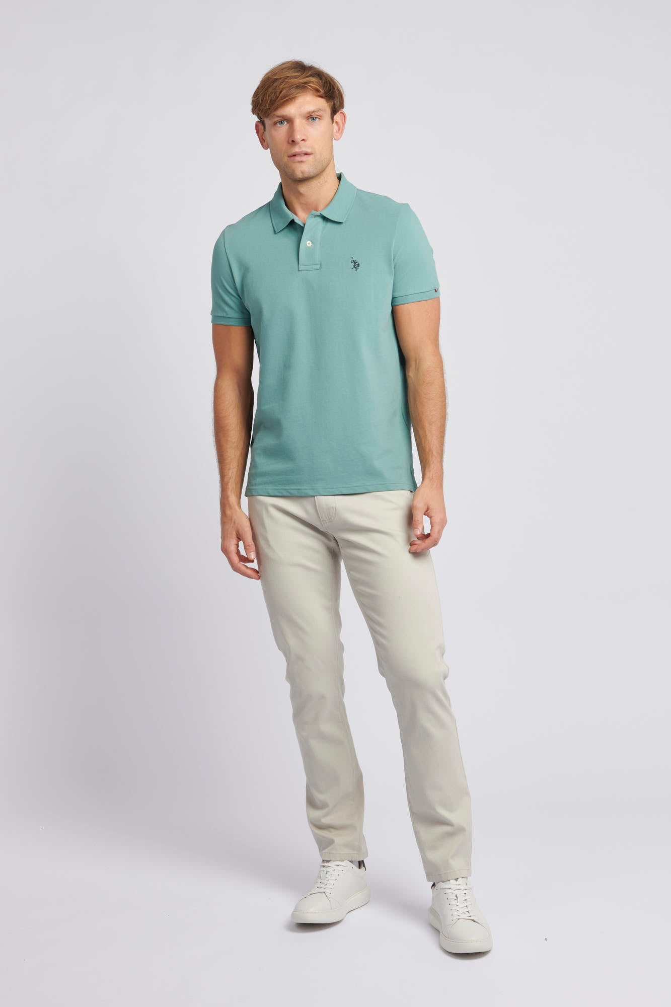 Mens Pique Polo Shirt in Mineral Blue