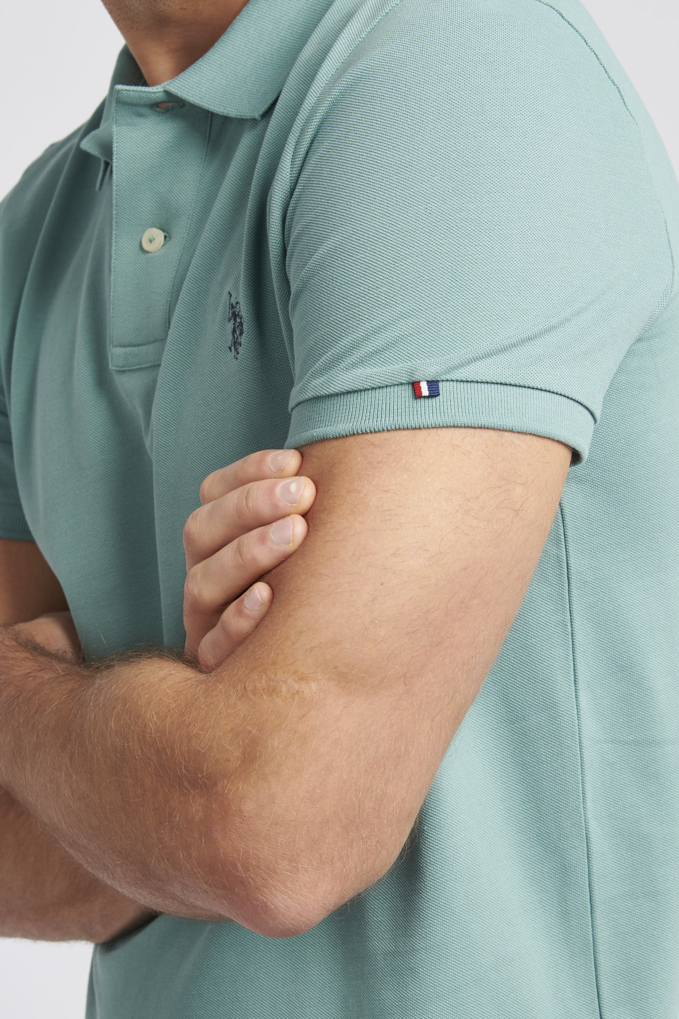 Mens Pique Polo Shirt in Mineral Blue