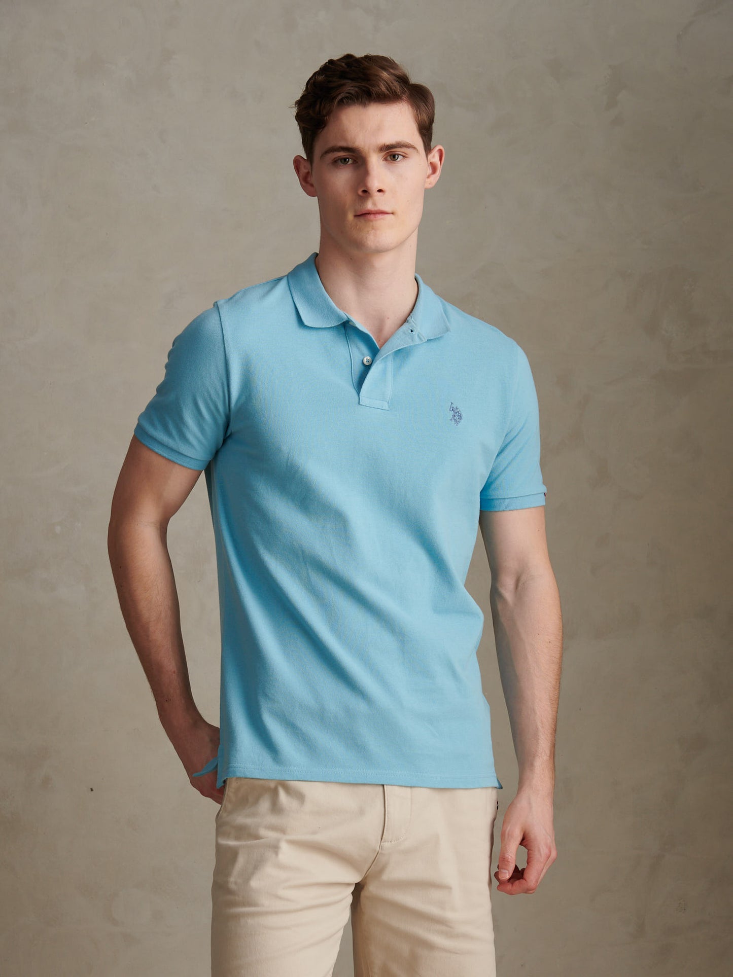 Mens Double Horsemen Polo Shirt in Air Blue