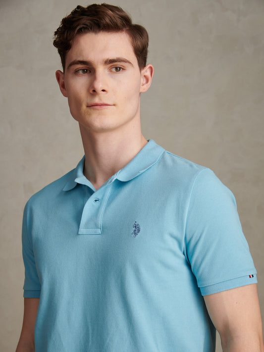 Mens Double Horsemen Polo Shirt in Air Blue