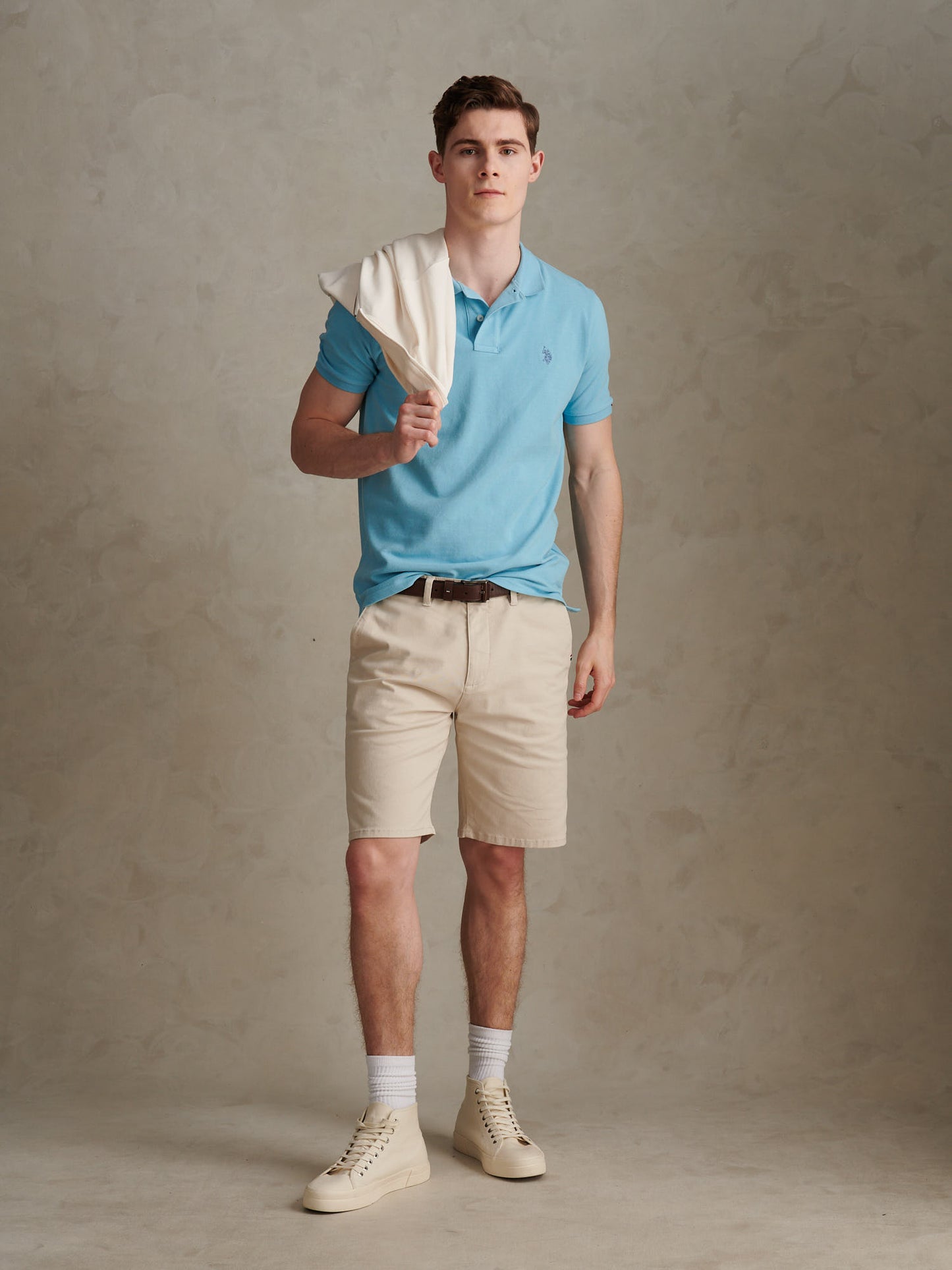 Mens Double Horsemen Polo Shirt in Air Blue