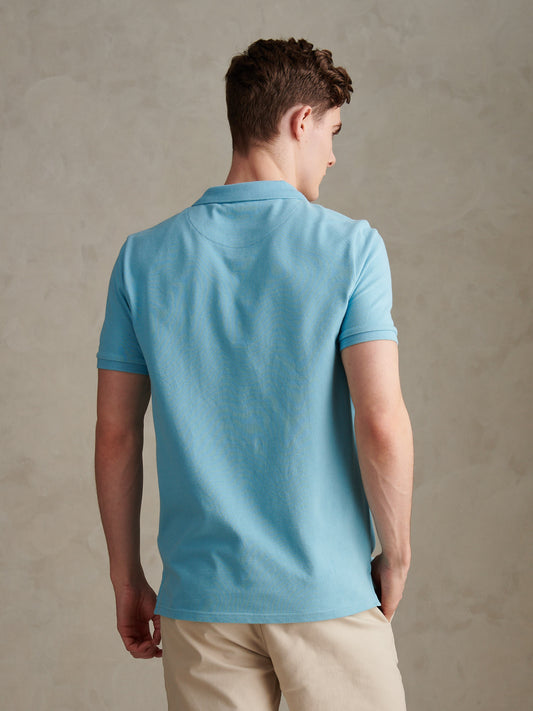 Mens Double Horsemen Polo Shirt in Air Blue
