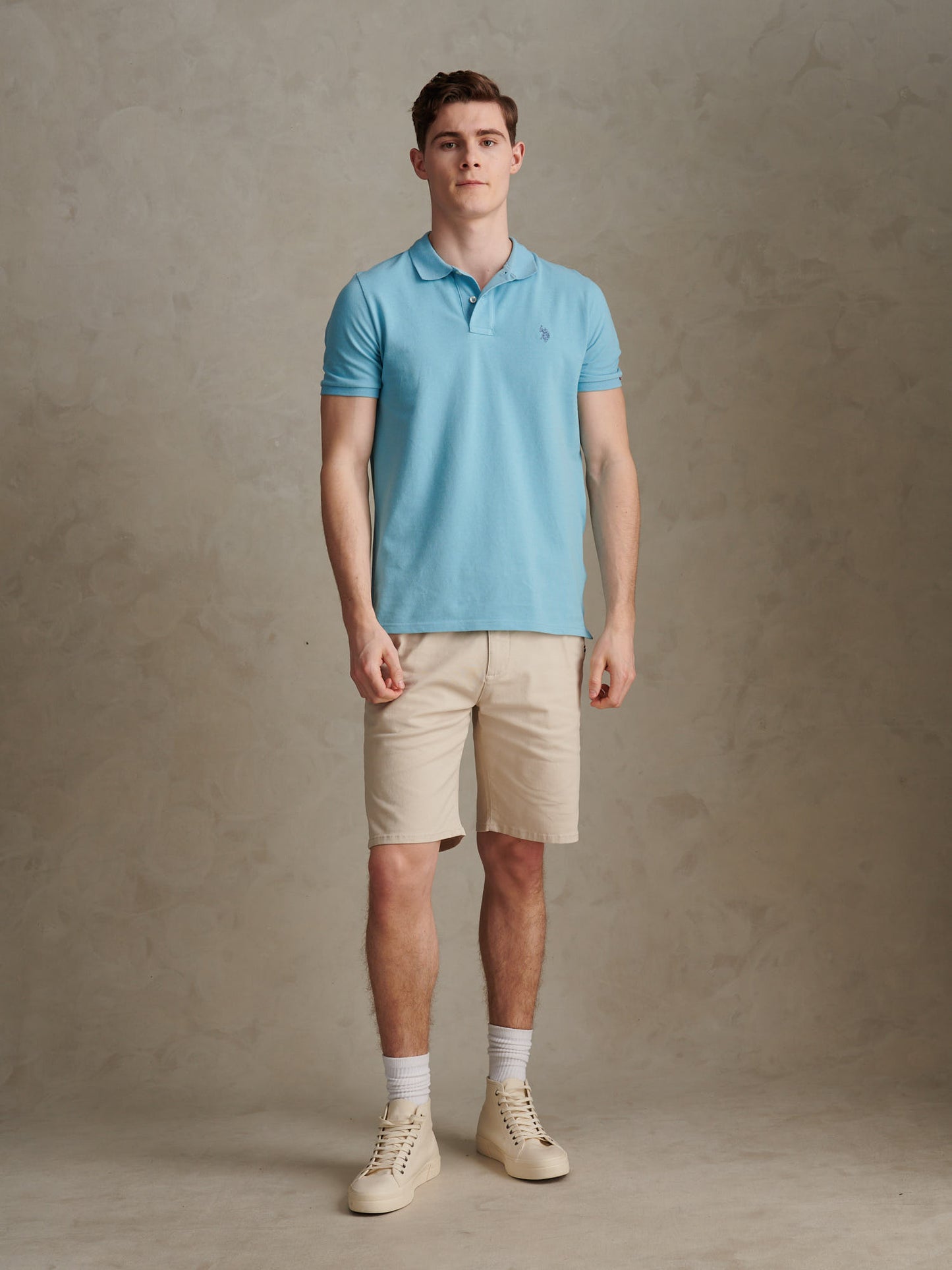 Mens Double Horsemen Polo Shirt in Air Blue