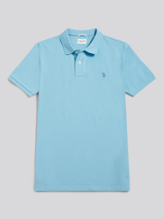Mens Double Horsemen Polo Shirt in Air Blue