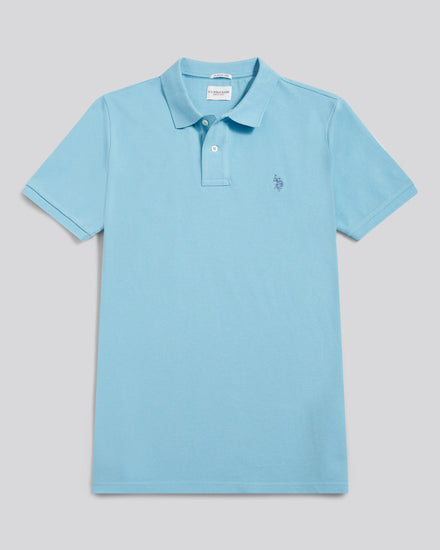 Mens Double Horsemen Polo Shirt in Air Blue