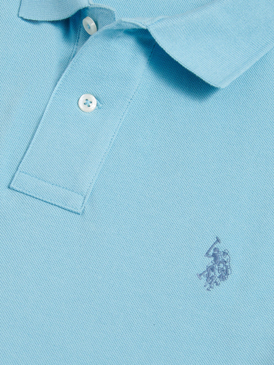 Mens Double Horsemen Polo Shirt in Air Blue