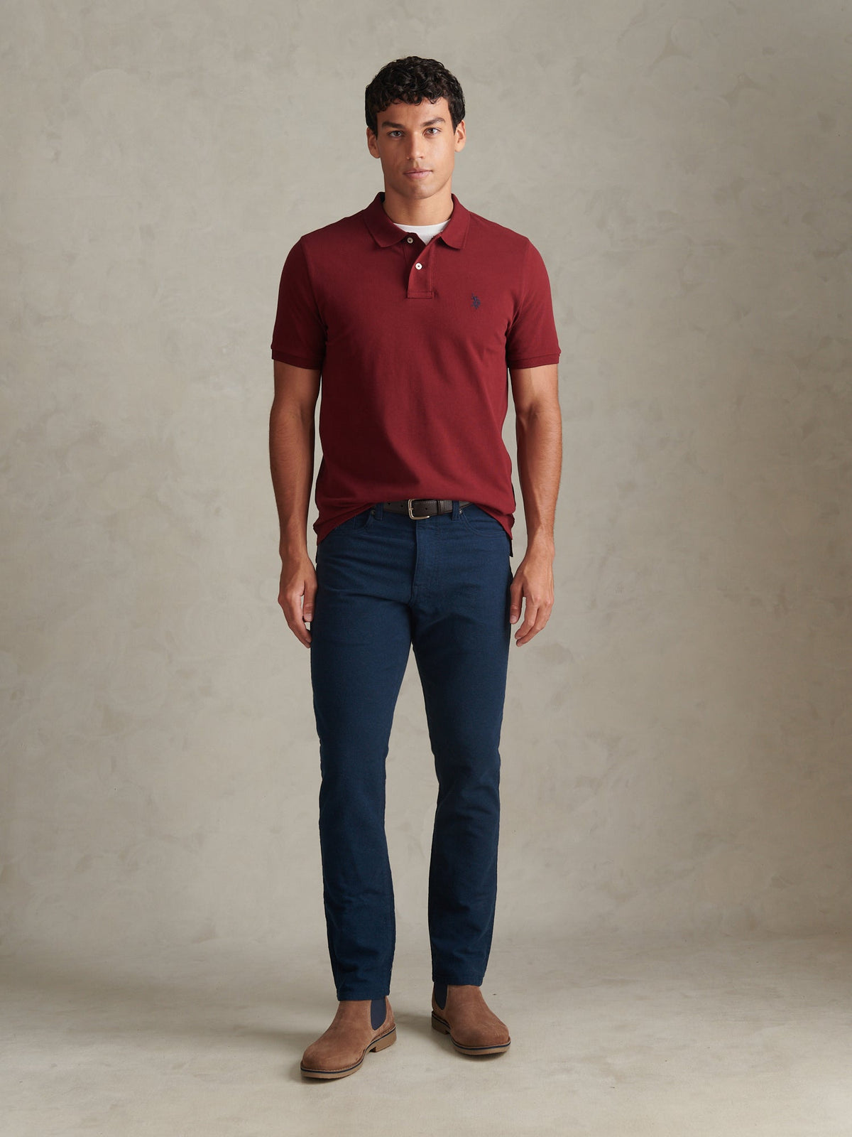 Mens Double Horsemen Polo Shirt Cabernet