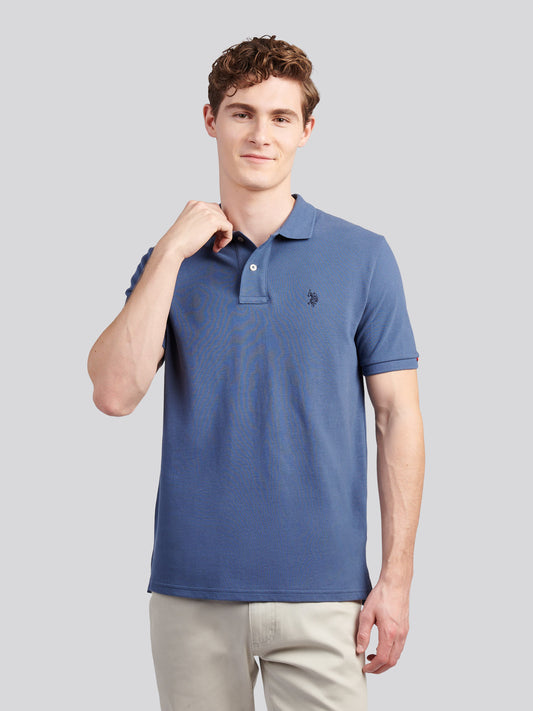 Mens Double Horsemen Polo Shirt in Vintage Indigo