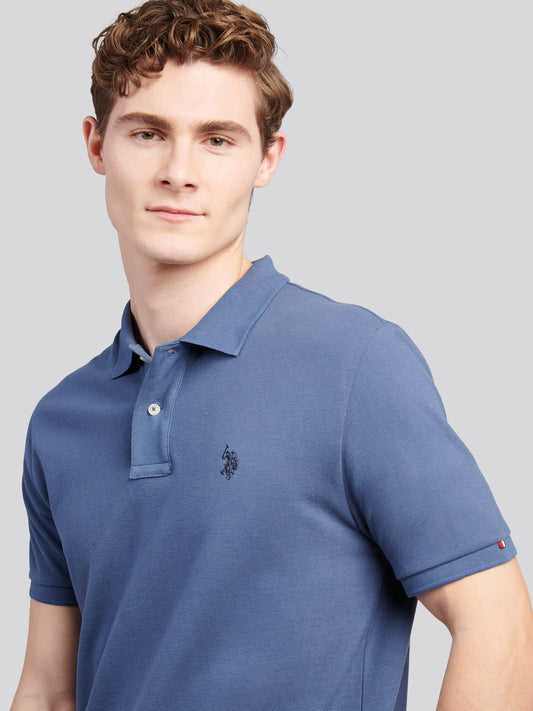Mens Double Horsemen Polo Shirt in Vintage Indigo