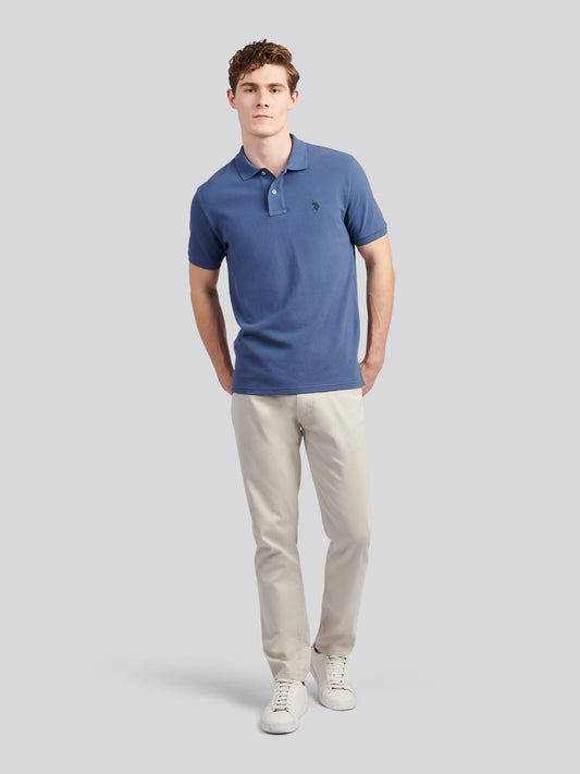 Mens Double Horsemen Polo Shirt in Vintage Indigo