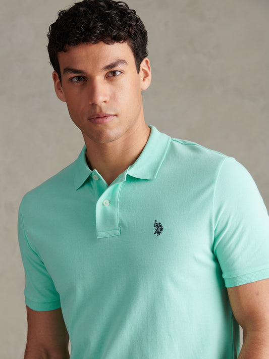Mens Double Horsemen Polo Shirt Ice Green
