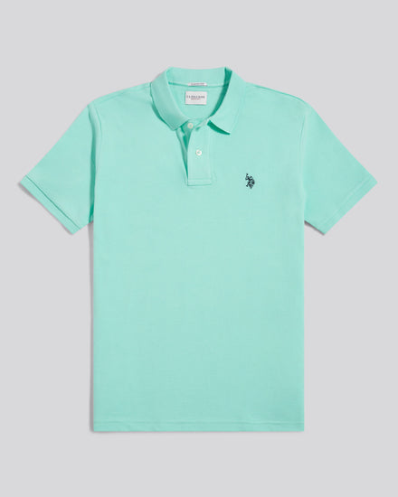 Mens Double Horsemen Polo Shirt in Ice Green