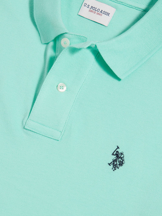 Mens Double Horsemen Polo Shirt in Ice Green