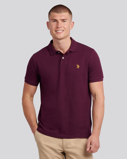 Mens Double Horsemen Polo Shirt in Grape Wine