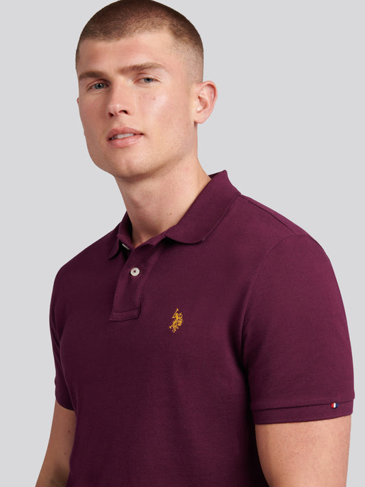 Mens Double Horsemen Polo Shirt in Grape Wine