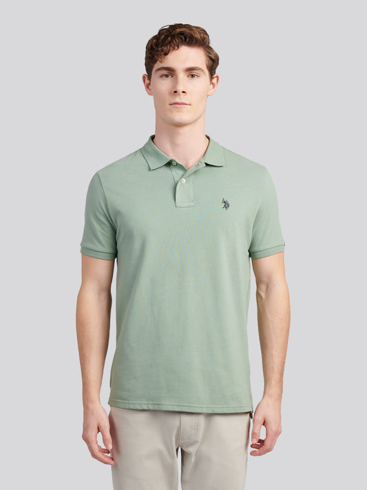 Mens Double Horsemen Polo Shirt in Iceberg Green