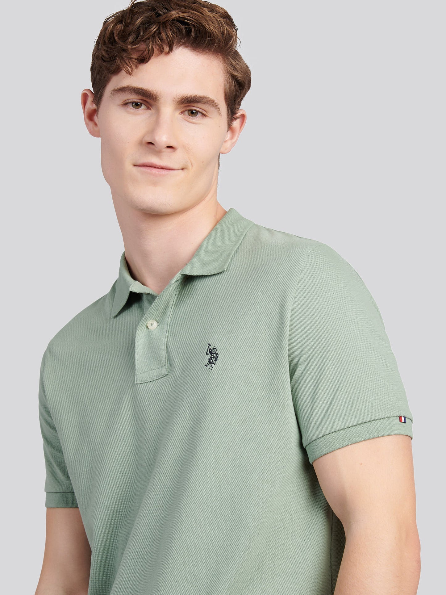 Mens Double Horsemen Polo Shirt in Iceberg Green