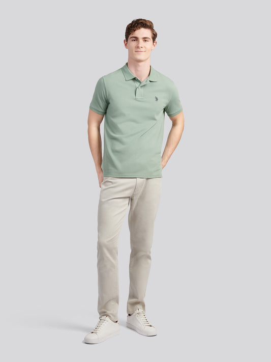 Mens Double Horsemen Polo Shirt in Iceberg Green