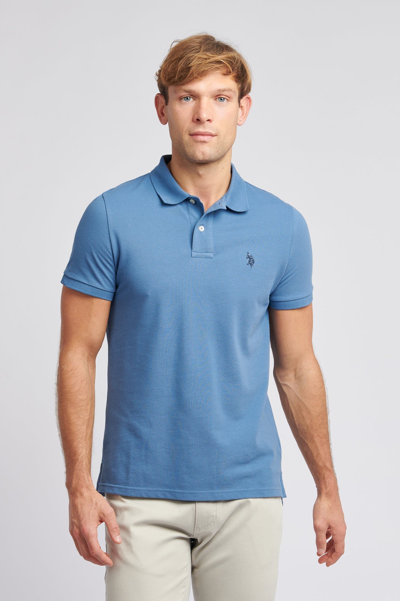 U.S. Polo Assn. Mens Pique Polo Shirt in Blue Horizon