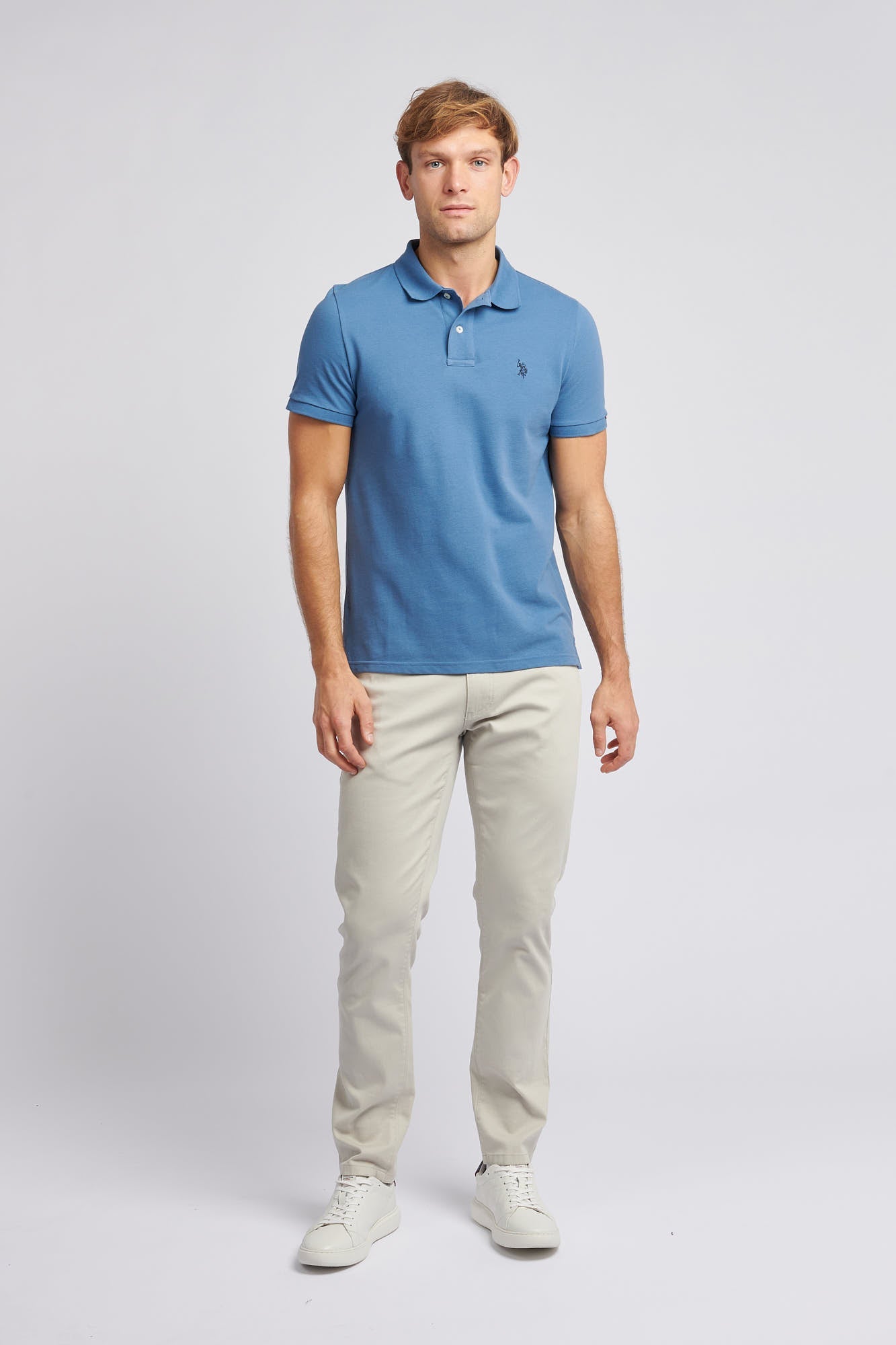 Mens Pique Polo Shirt in Blue Horizon