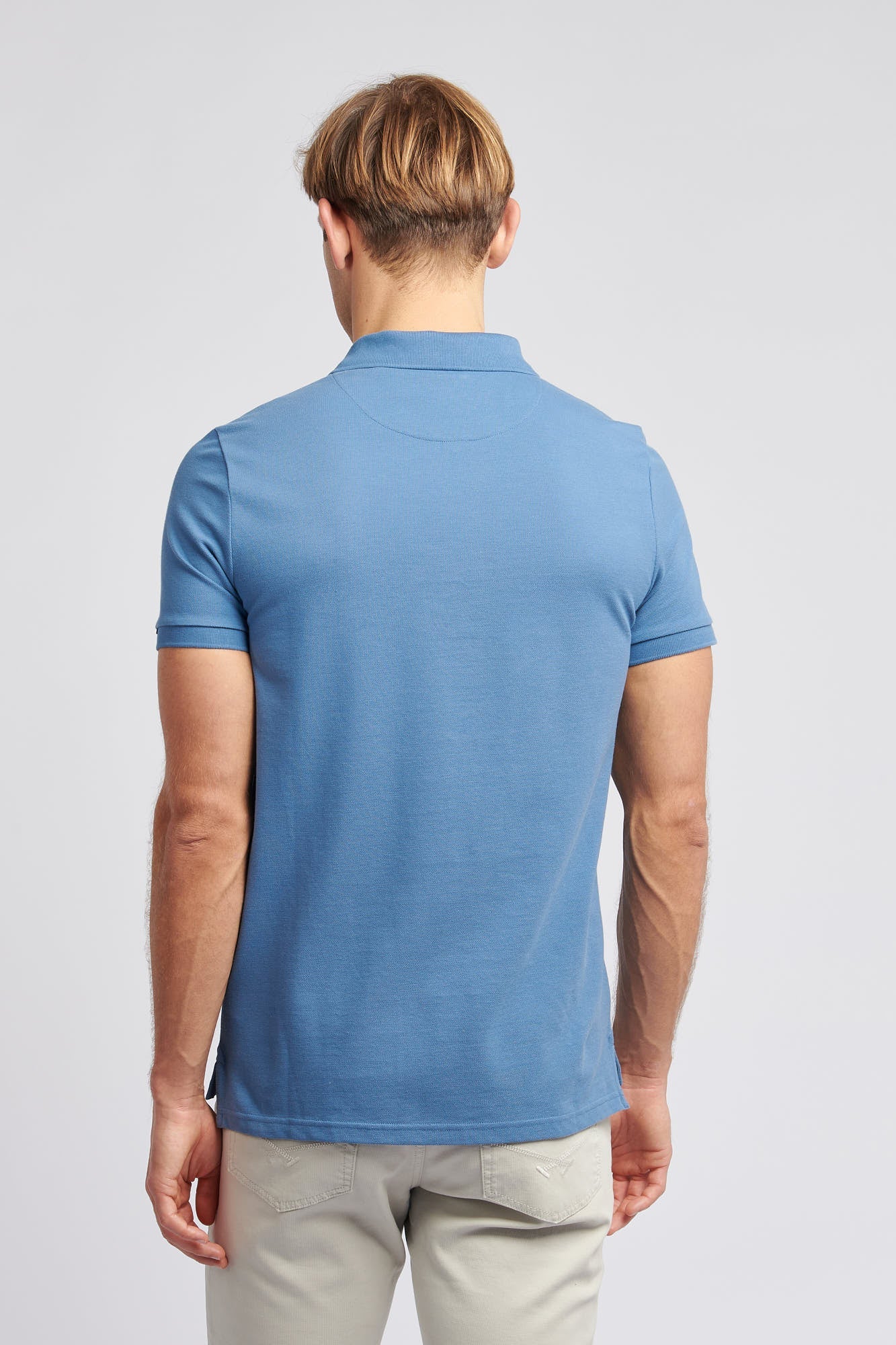 Mens Pique Polo Shirt in Blue Horizon