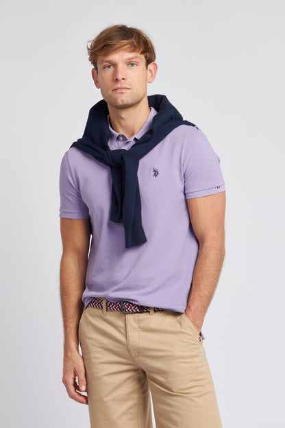 U.S. Polo Assn. Mens Pique Polo Shirt in Chalk Violet