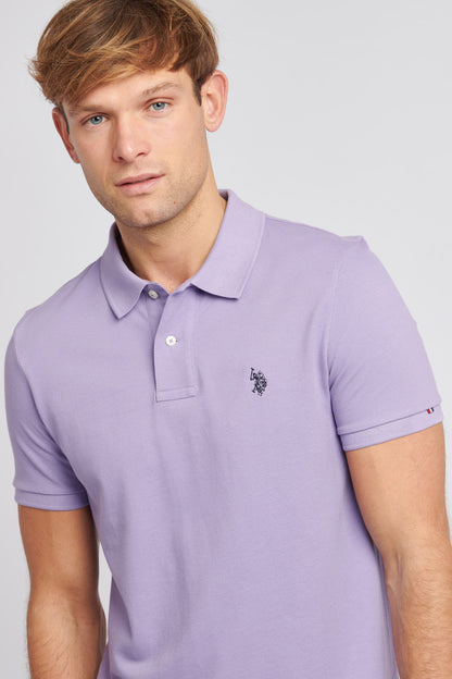 Mens Pique Polo Shirt in Chalk Violet