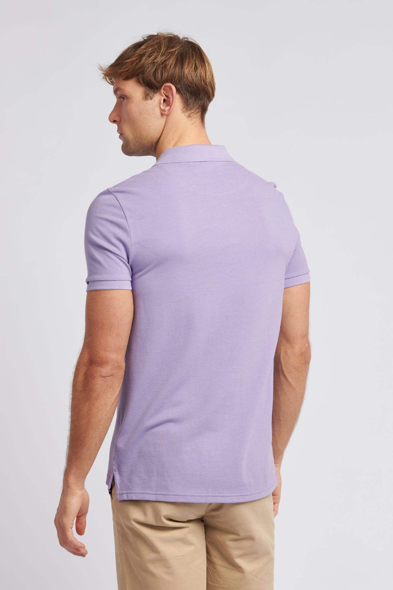 Mens Pique Polo Shirt in Chalk Violet