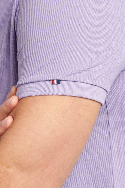 Mens Pique Polo Shirt in Chalk Violet