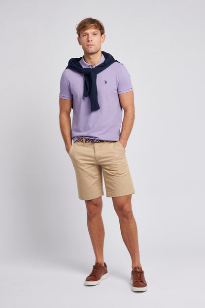 Mens Pique Polo Shirt in Chalk Violet