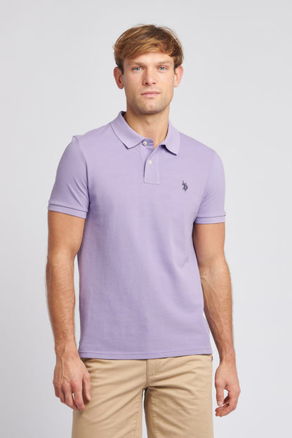 Mens Pique Polo Shirt in Chalk Violet