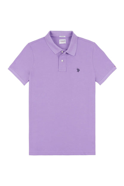 Mens Pique Polo Shirt in Chalk Violet