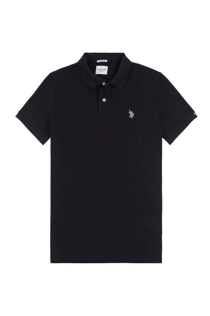 Mens Pique Polo Shirt in Black Bright White DHM