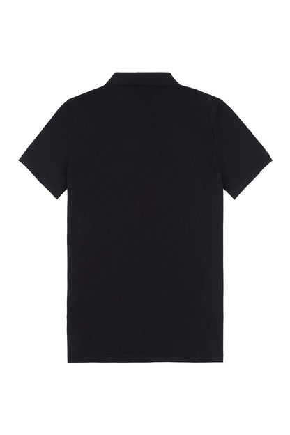 Mens Pique Polo Shirt in Black Bright White DHM