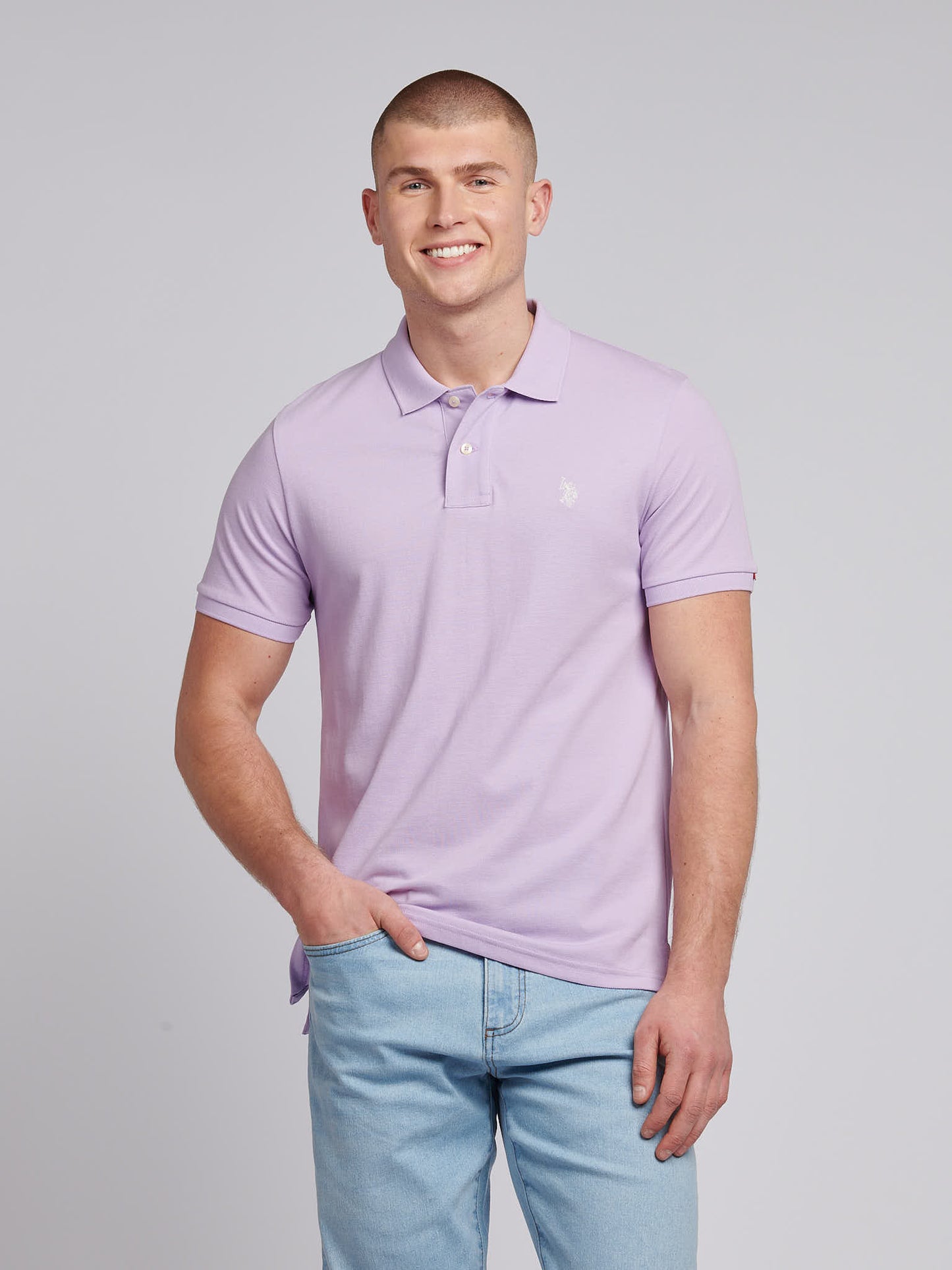 Mens Pique Polo Shirt in Lilac Breeze