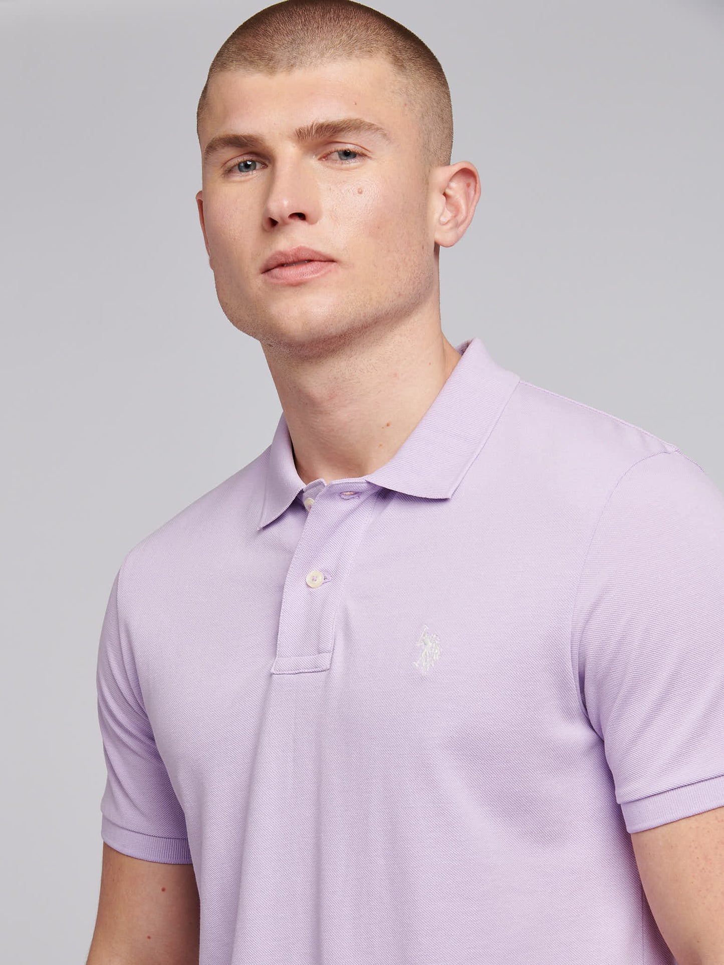 Mens Pique Polo Shirt in Lilac Breeze