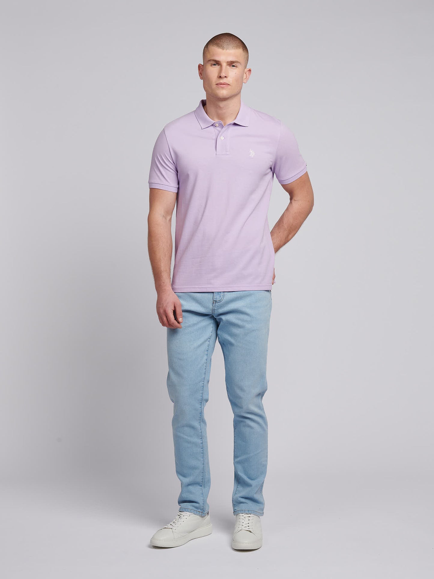 Mens Pique Polo Shirt in Lilac Breeze