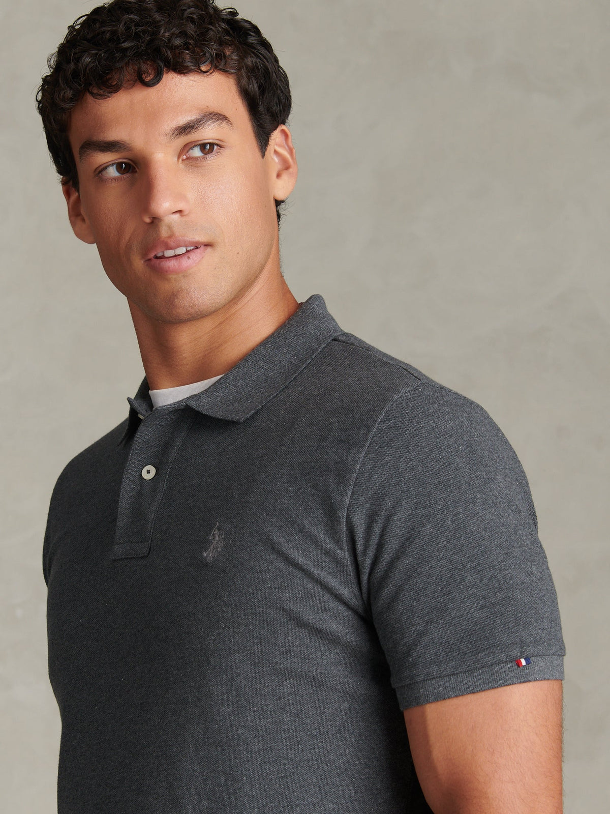 Mens Double Horsemen Polo Shirt Charcoal marl SB-60 B