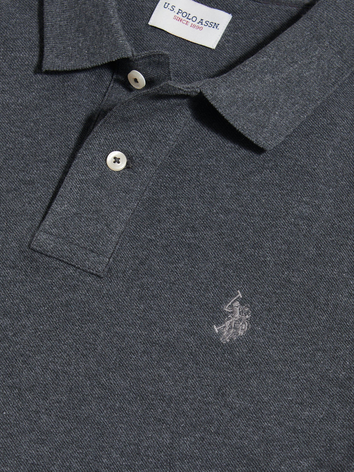 Mens Double Horsemen Polo Shirt Charcoal marl SB-60 B