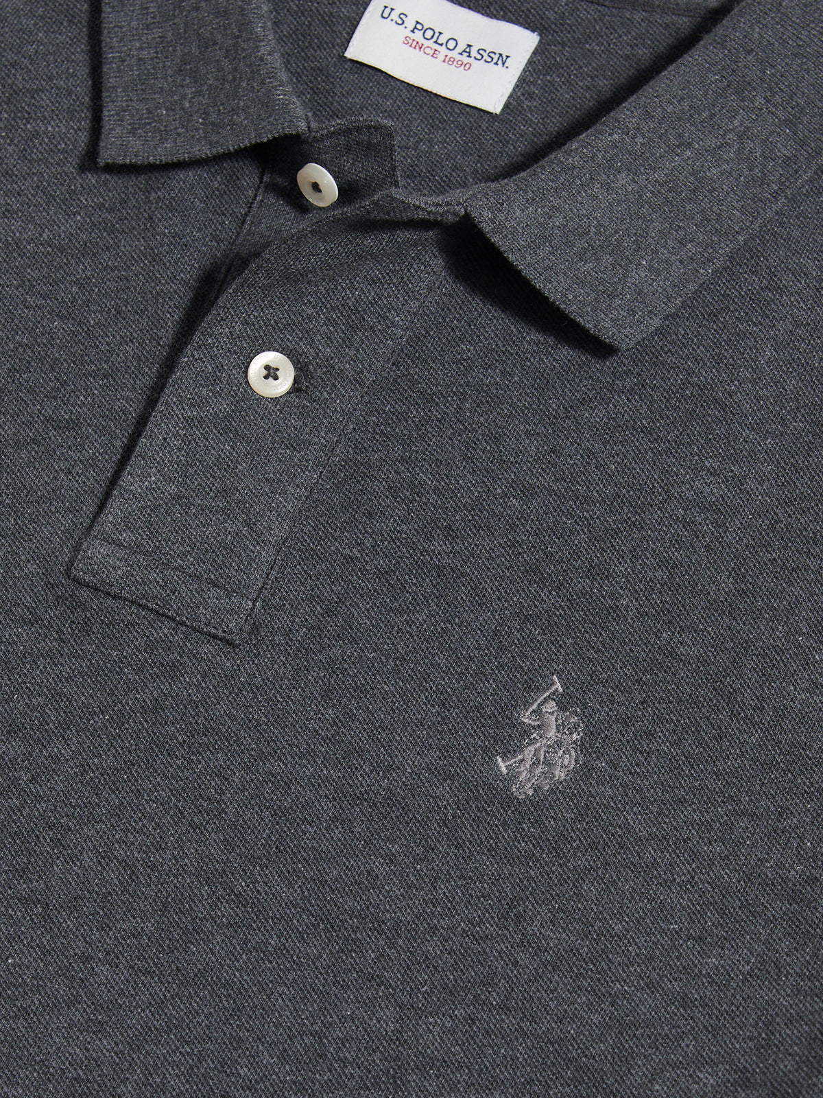 Mens Double Horsemen Polo Shirt Charcoal marl SB-60 B